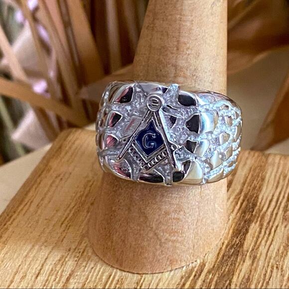 Men's Stainless Steel Masonic  Nugget Ring Sizes 9,10,11 - Picture 1 of 6